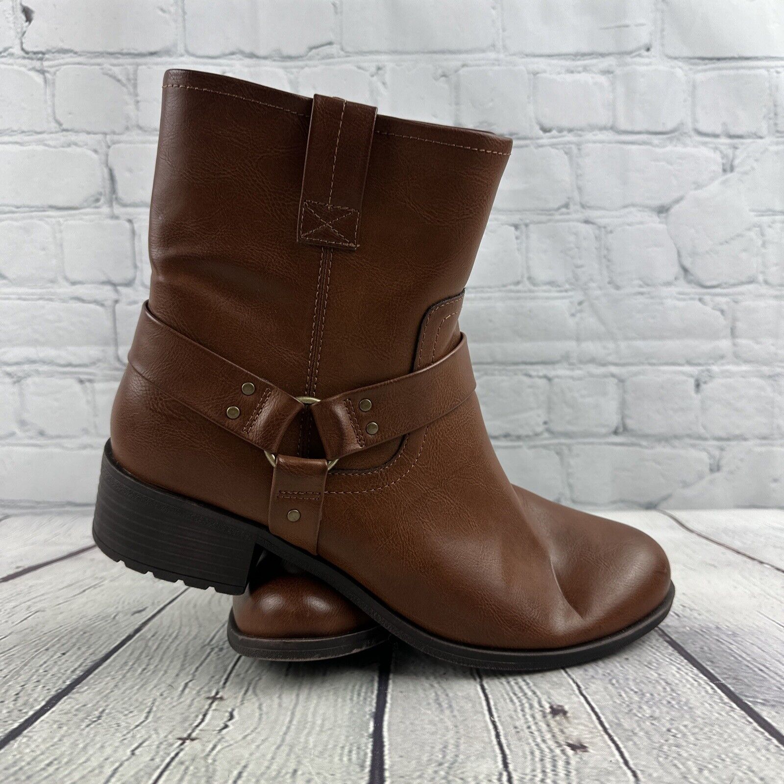 Frye And Co Elodie Boots Brown Womens Faux Leather Us Size 9 M